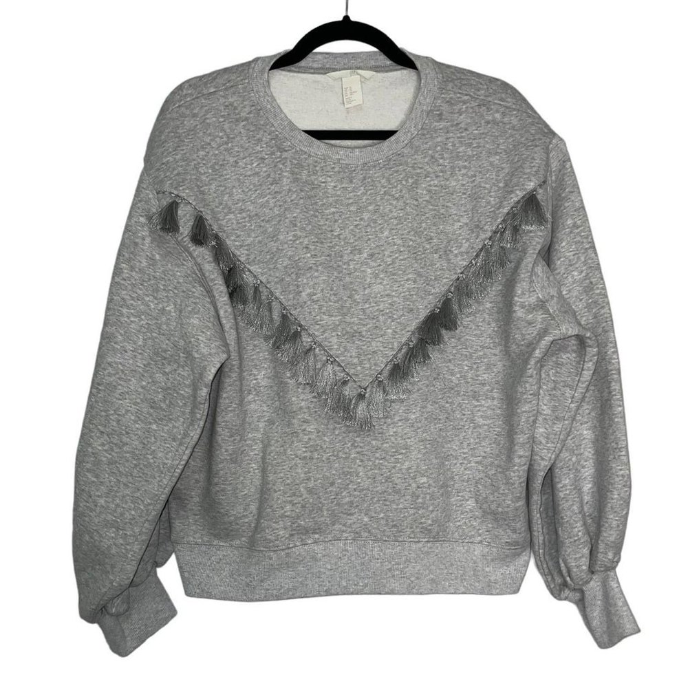 H&M Sweatshirt with Tassels Gray XS